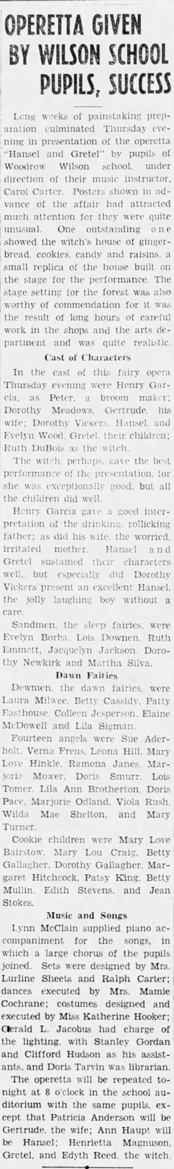 Clipping from The Hanford Sentinel
